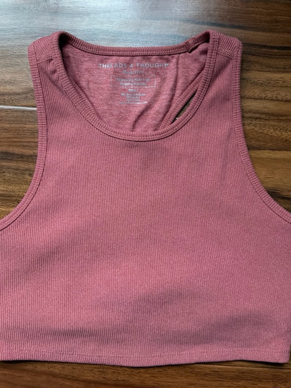 Threads 4 Thought Mauve Ribbed Crop Tank Top